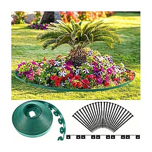 Separator gazon montat in gradina pentru delimitare alei si flori