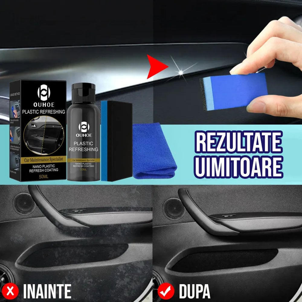 Kit Ceara Lichida Solutie restaurare plastic auto detaliu 3
