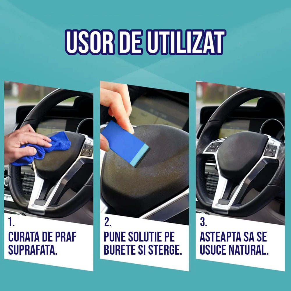 Kit Ceara Lichida Solutie restaurare plastic auto detaliu 2