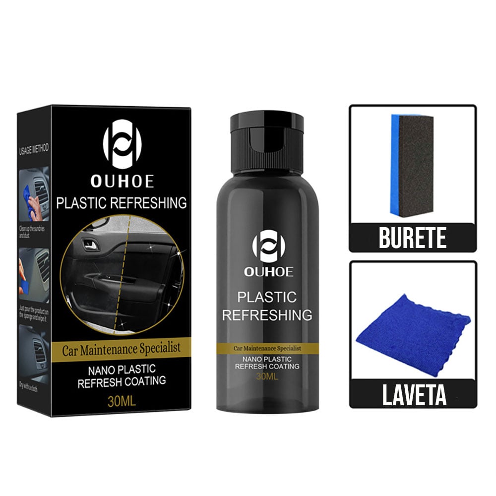 Kit Ceara Lichida Solutie restaurare plastic auto detaliu 1