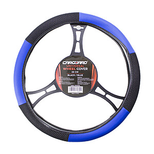 Husa volan auto 38 cm, negru si albastru