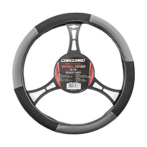 Husa volan auto 38 cm, negru si gri