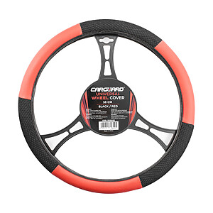 Husa volan auto 38 cm, negru si rosu