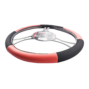 Husa volan auto 38 cm, negru si rosu - imagine 4