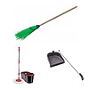 Set curățenie curte și casă: mătură, mop cu găleată și făraș