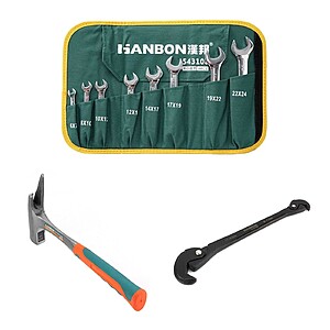 Set scule de mână Hanbon: 8 chei fixe, ciocan și cheie universală