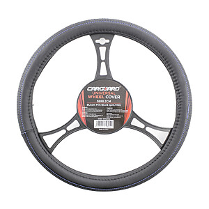 Husa volan auto PRO 38 cm, piele ecologica, negru si albastru