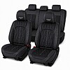 Huse auto Deluxe 5 locuri, piele ecologica perforata, negru