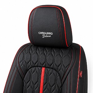 Huse auto Deluxe negru și roșu - imagine 4