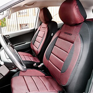 Huse premium scaune auto rosu si negru - imagine 2