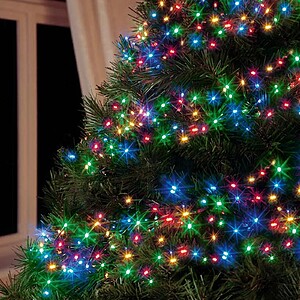 Instalatie de Craciun liniara multicolora, fir negru, cu controler jocuri de lumini