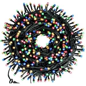 Instalatie de Craciun liniara multicolora, fir negru, cu controler jocuri de lumini