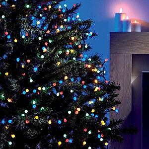 Instalatie de Craciun liniara multicolora, fir negru, cu controler jocuri de lumini