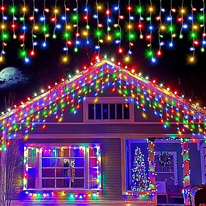 Instalatie turturi multicolor fir transparent