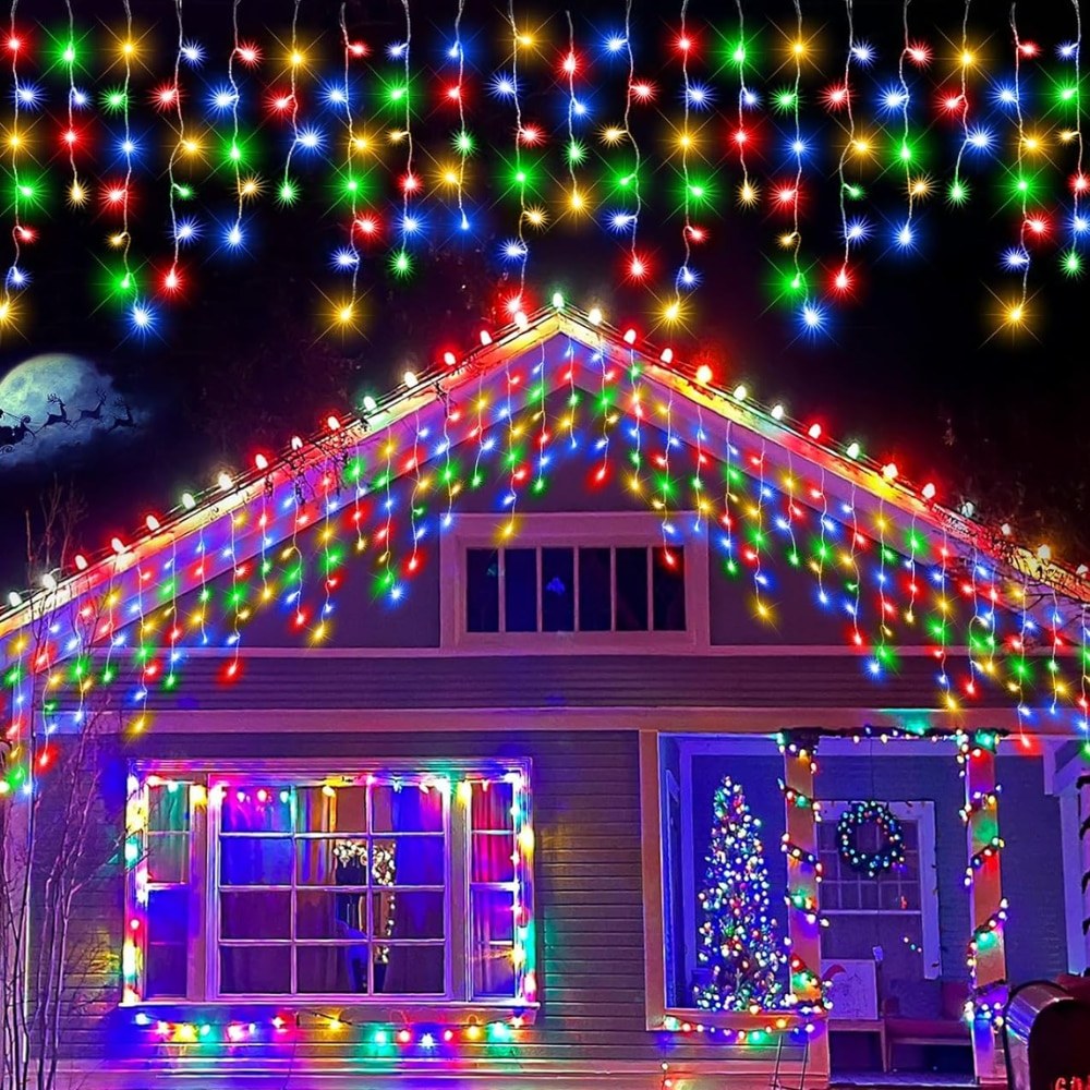 Instalatie turturi multicolor fir transparent Instalatie turturi multicolor fir transparent