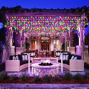 Instalatie turturi multicolor fir transparent